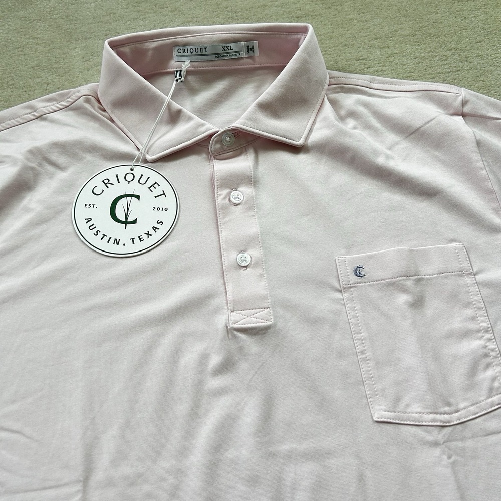 Criquet Players Polo Shirt Men's XXL Golf Performance Stretch Shortsleeve Pink